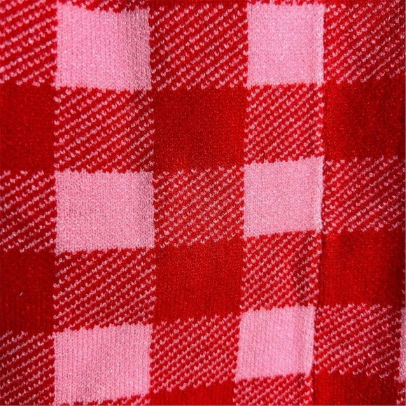 ASOS Liquorish Women's Size 6 Check Knit Mini Skirt Red Pink Side Slit Casual - Picture 9 of 9